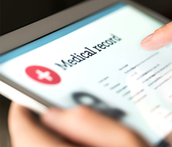 Online portal medical records screen