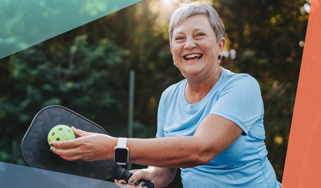 Woman playing pickleball