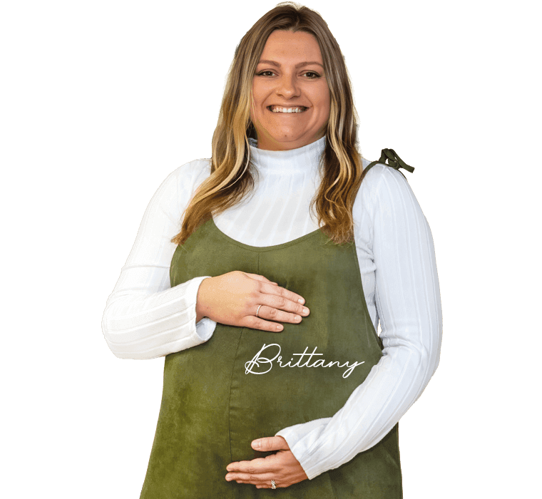 Brittany Klein HCH mom pregnant holding belly